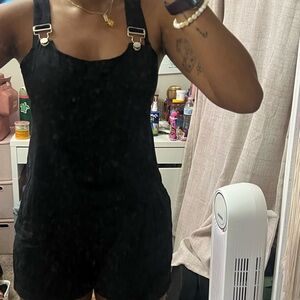 Black Overalls with Silver Buckles